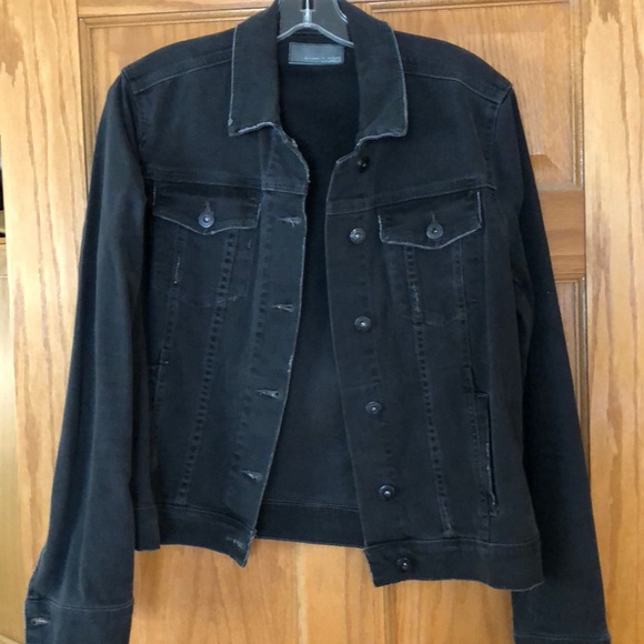 Black distressed jean jacket - Picture 1 of 2